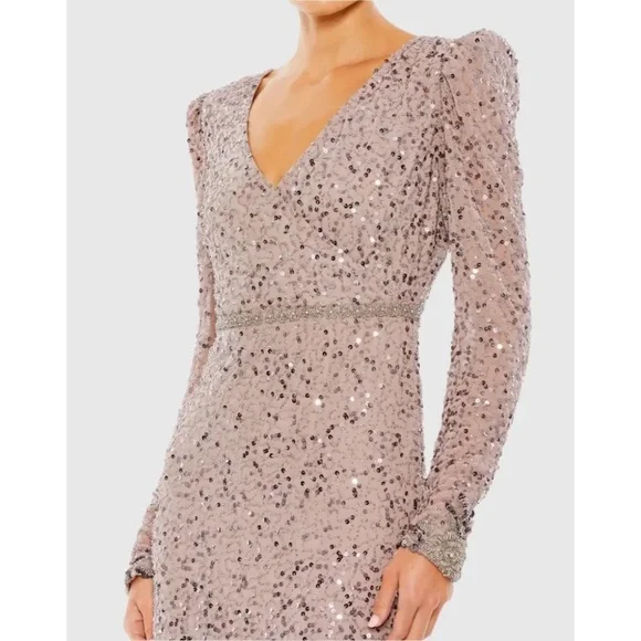 NWT Mac Duggal Sequin Dress with Beaded Hemline and Belt - size 10 - Picture 3 of 8